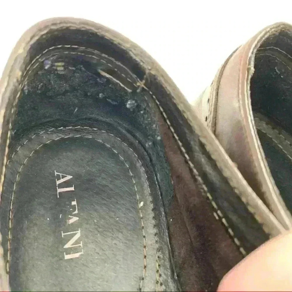 Alfani Paul mens Oxfords 10.5 chocolate Brown leather brogue wingtip cap toe - Picture 10 of 13